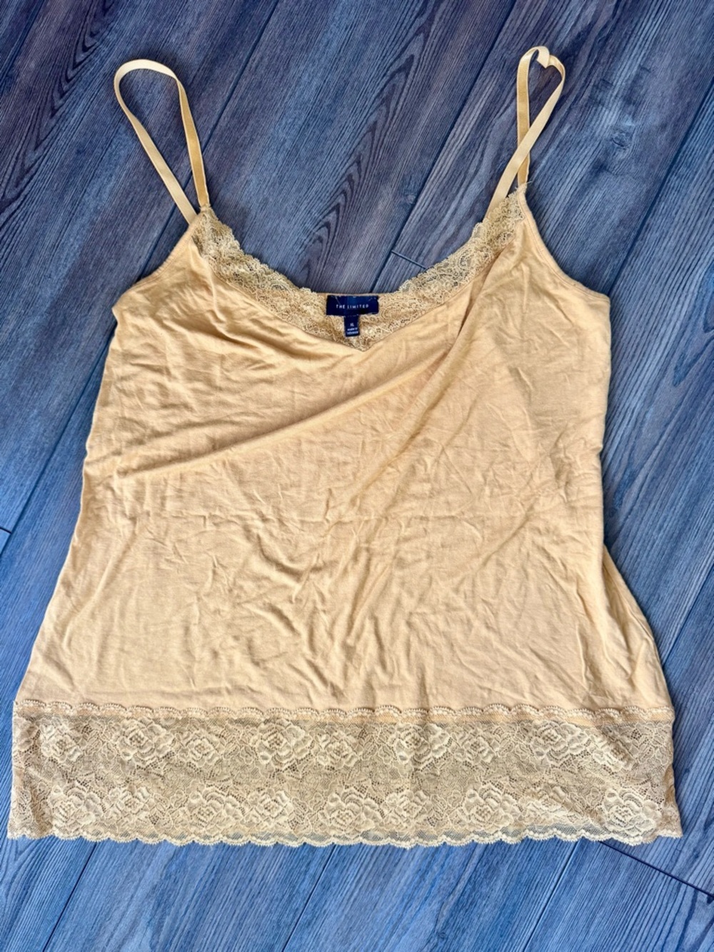 The Limited Lace-Trim Camisole Tank Top - Mustard Yellow Y2K